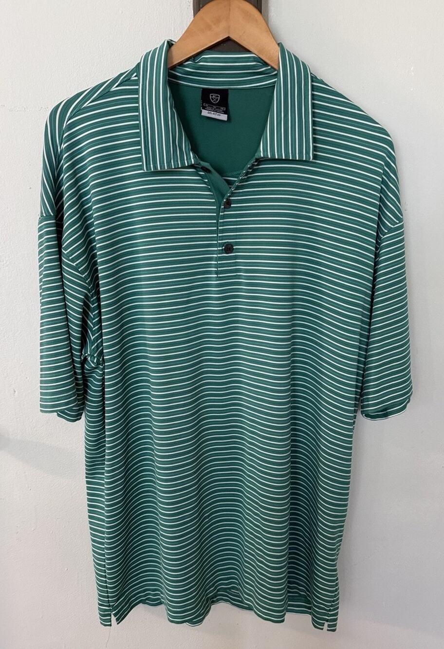 Nike Golf Polo Shirt Men’s XL Dri-Fit UV Stretch Flex Striped Short Sleeve
